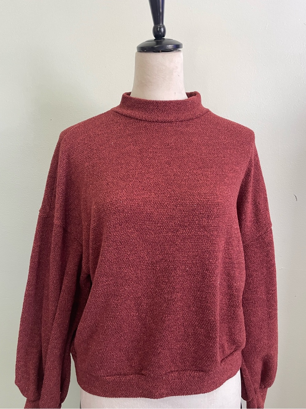 Lush Wine Red Mock Neck Sweater